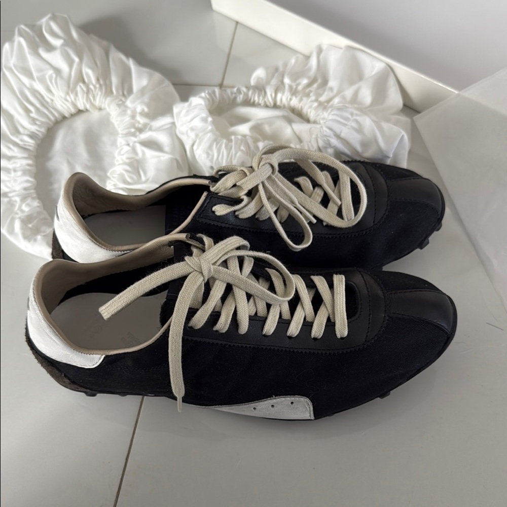 Maison Martin Margiela Black and White Sneakers with Suede Accents